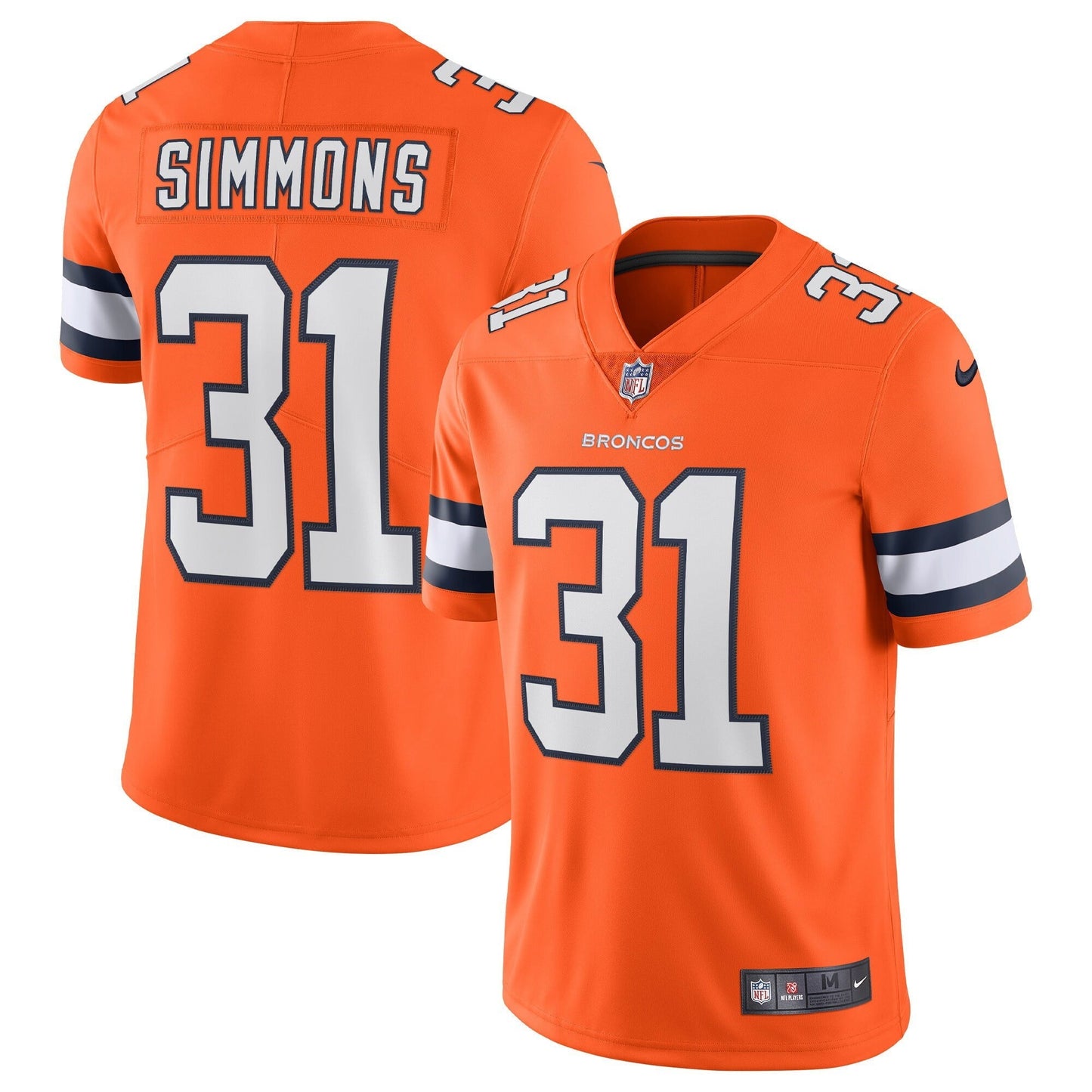 Men's Nike Justin Simmons Orange Denver Broncos Alternate Vapor Limited Jersey