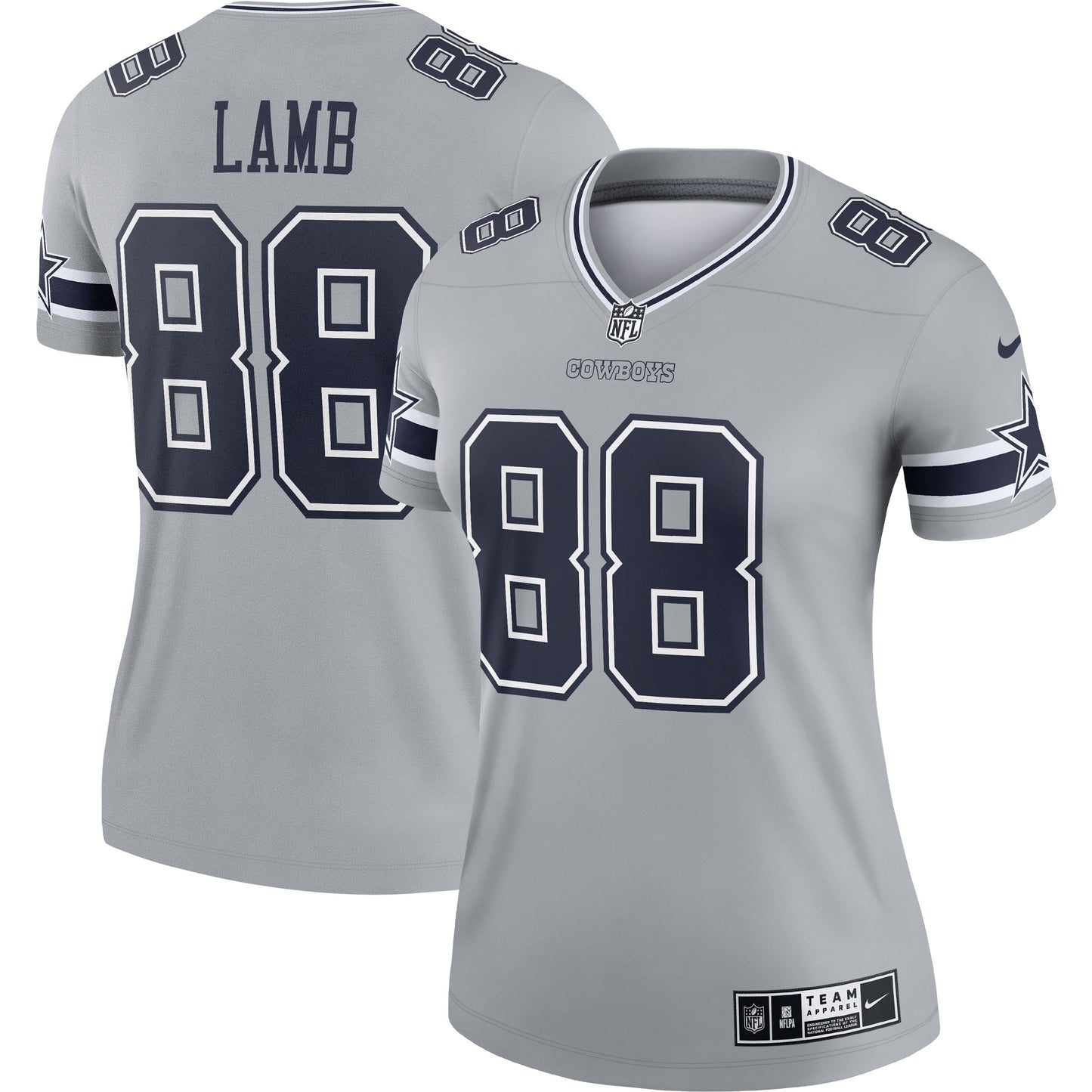 CeeDee Lamb Dallas Cowboys Nike Women's Inverted Legend Jersey - Gray
